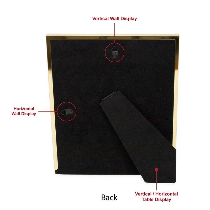 Isaac Jacobs 8x10 White Leather with Gold Metal (Vertical & Horizontal) Picture Frame  Shagreen Border w/Black Fabric Easel  Wall-Mountable  Made For Tabletop  Photo Gallery (8x10  White W/Gold) - Image 3