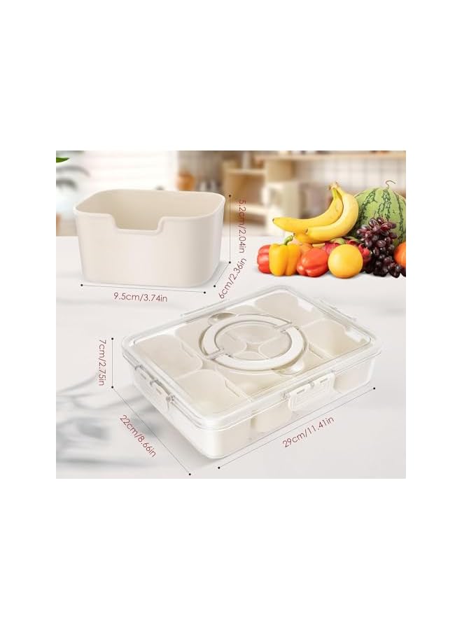 Green Tiger Divided Serving Tray with Lid and Handle, Portable Snackle Box Charcuterie Container for Party, Clear Snack Platter Organizer for Fruits, Candy, Nuts, Snacks - Ideal for Party, Travel Picnics - Image 3