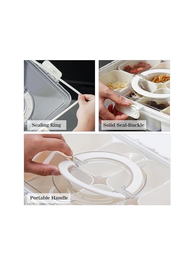 Green Tiger Divided Serving Tray with Lid and Handle, Portable Snackle Box Charcuterie Container for Party, Clear Snack Platter Organizer for Fruits, Candy, Nuts, Snacks - Ideal for Party, Travel Picnics - Image 4