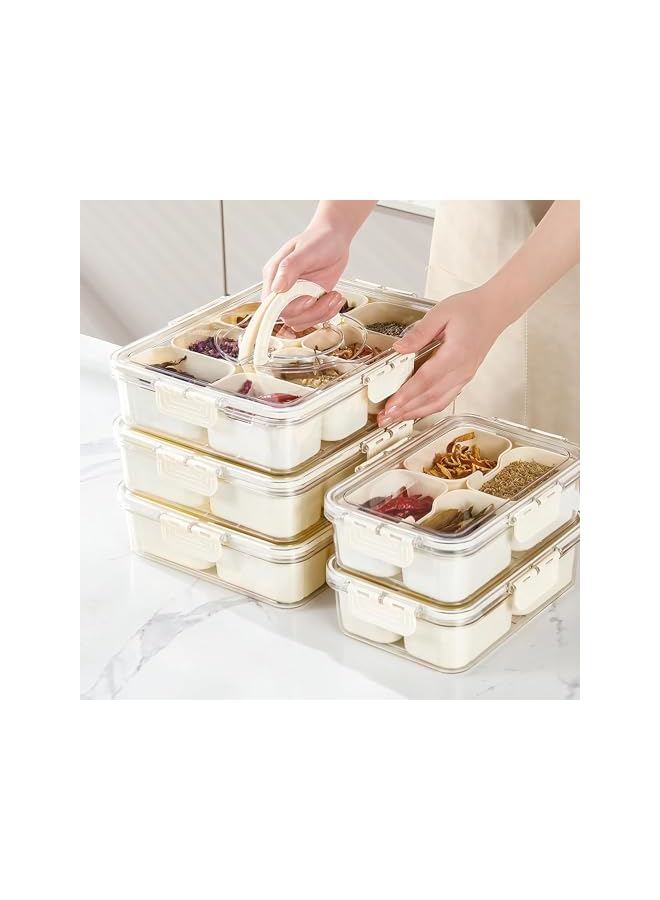 Green Tiger Divided Serving Tray with Lid and Handle, Portable Snackle Box Charcuterie Container for Party, Clear Snack Platter Organizer for Fruits, Candy, Nuts, Snacks - Ideal for Party, Travel Picnics - Image 2