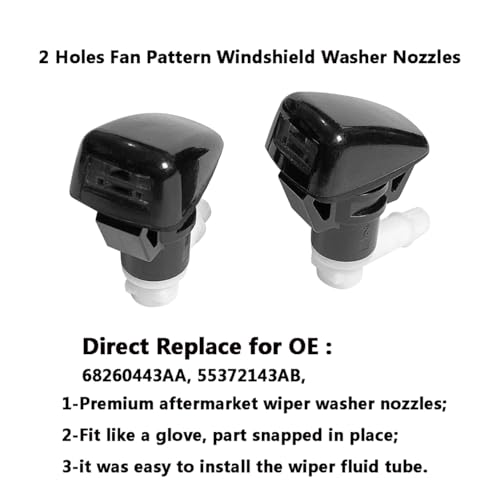 AMFRNE 68260443AA Premium Wiper Washer Nozzles Fit for 20112023 Jeep Grand Cherokee WK2 WL Windshield Washer Fluid Jet Nozzle Easy to Install 2 Pack Ref 55372143AB Grand Cherokee Washer Accessories - Image 3
