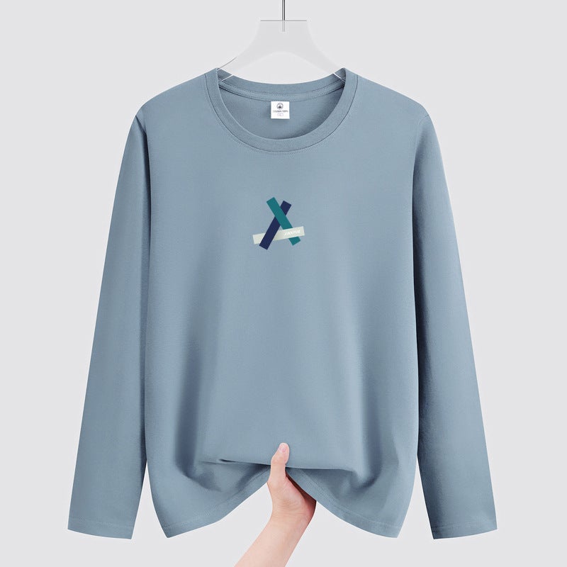 Autumn New Long-Sleeved T-Shirt Men'S Round Neck Fat Plus Size Men'S Youth Student Korean Style All-Match Shirt Fashion - Image 1