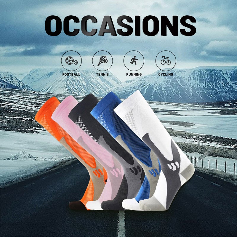 Compression Socks Nursing Performance Socks Sport Socks for Men Women Cycling Running Football 3 Pairs Pack - Image 5