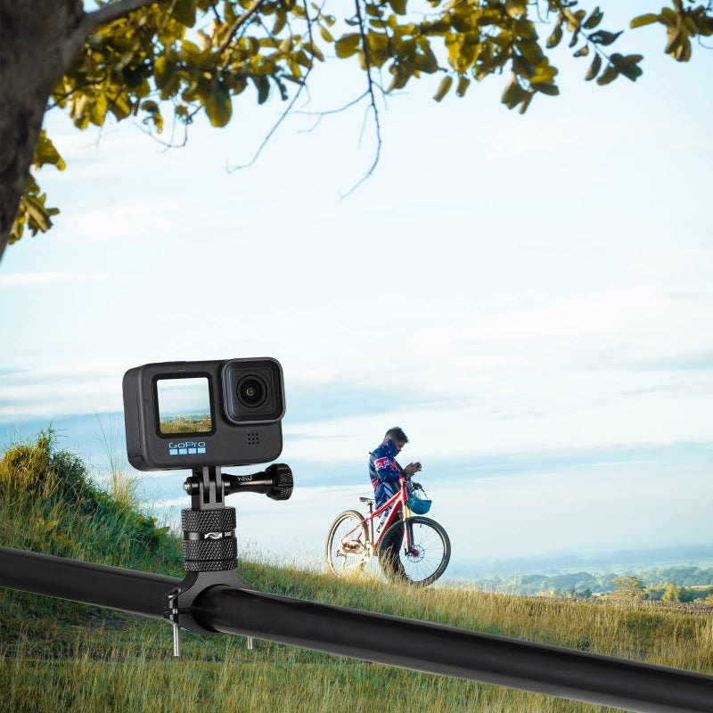 HSU Aluminum Bike Bicycle Handlebar Mount for GoPro Hero 13/12/11/10/9/8/7/6/5/4 Session AKASO Campark and Other Action Cameras, 360 Degrees Rotary Mountain Bike Rack Mount (Black) - Image 5