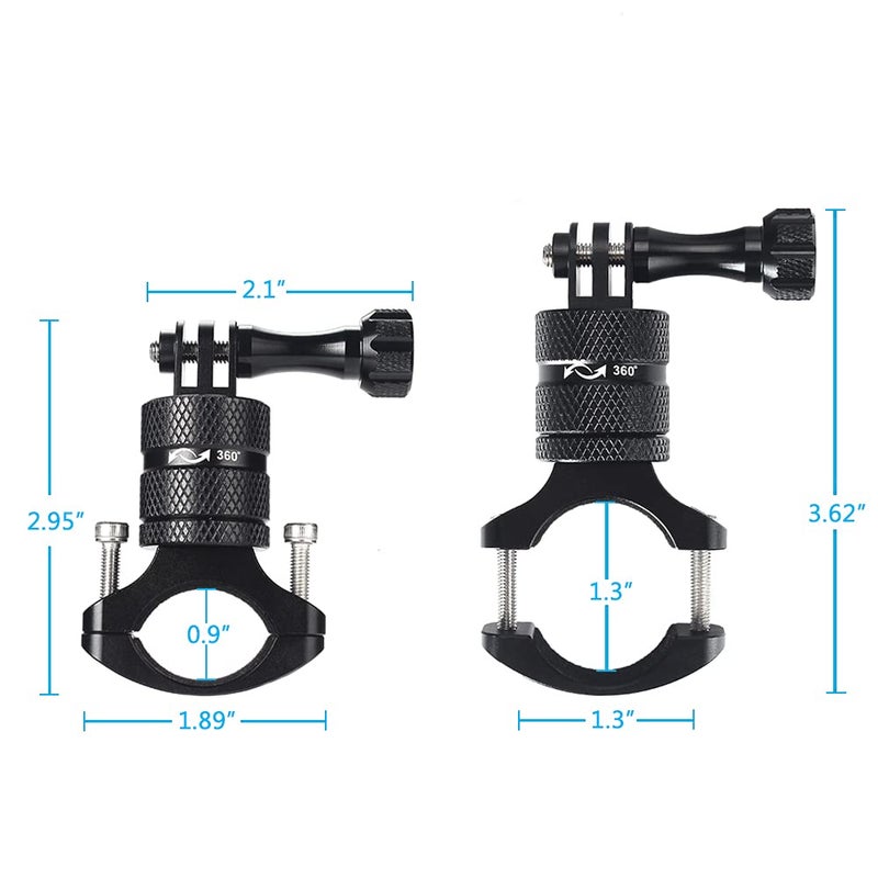 HSU Aluminum Bike Bicycle Handlebar Mount for GoPro Hero 13/12/11/10/9/8/7/6/5/4 Session AKASO Campark and Other Action Cameras, 360 Degrees Rotary Mountain Bike Rack Mount (Black) - Image 3