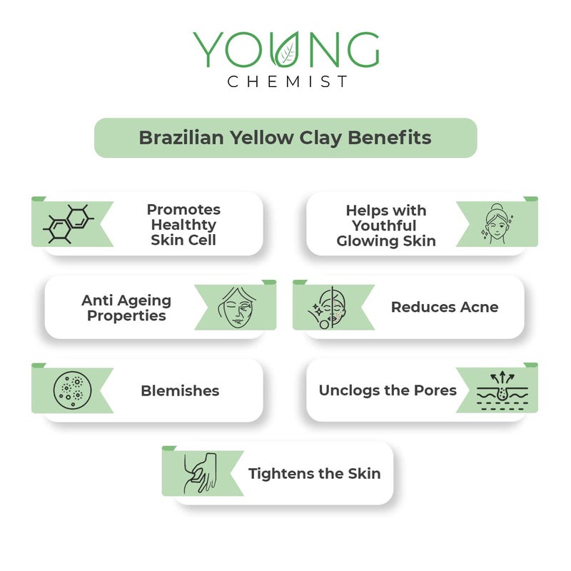 Young Chemist Brazilian Yellow Clay PH Balancing Exfoliator Raw Vegan Organic All Skin Types 500g - Image 2
