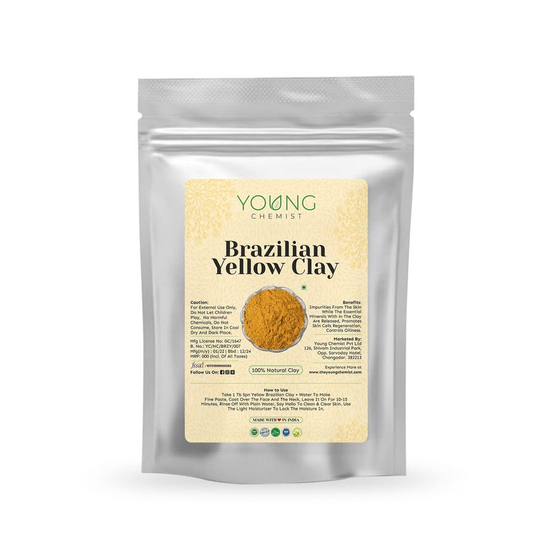 Young Chemist Brazilian Yellow Clay PH Balancing Exfoliator Raw Vegan Organic All Skin Types 500g - Image 1
