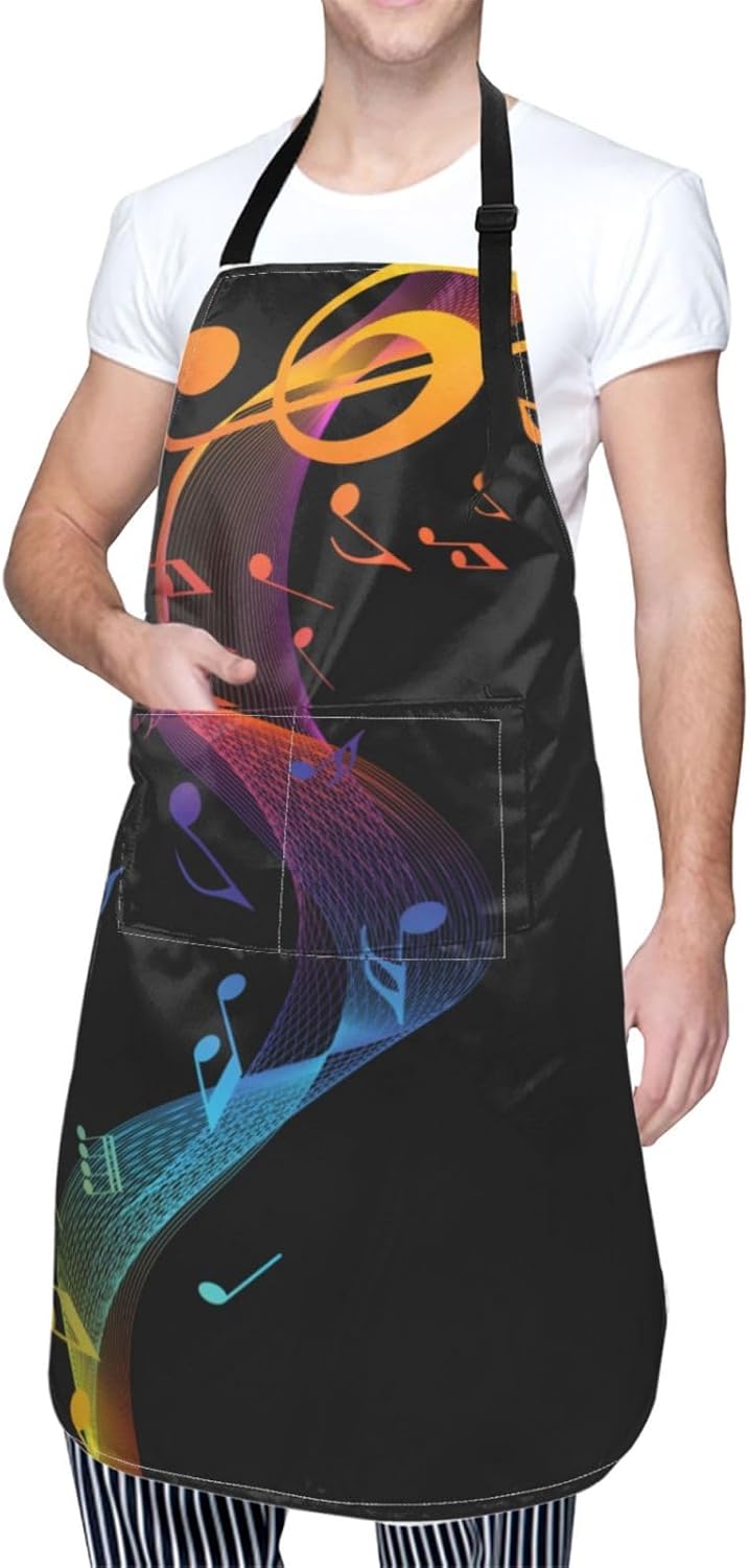 Wisedeal Sun Moon and Star Waterproof Bib Apron with 2 Pockets for Men Women Adjustable Kitchen Chef Aprons for Cooking BBQ - Image 1