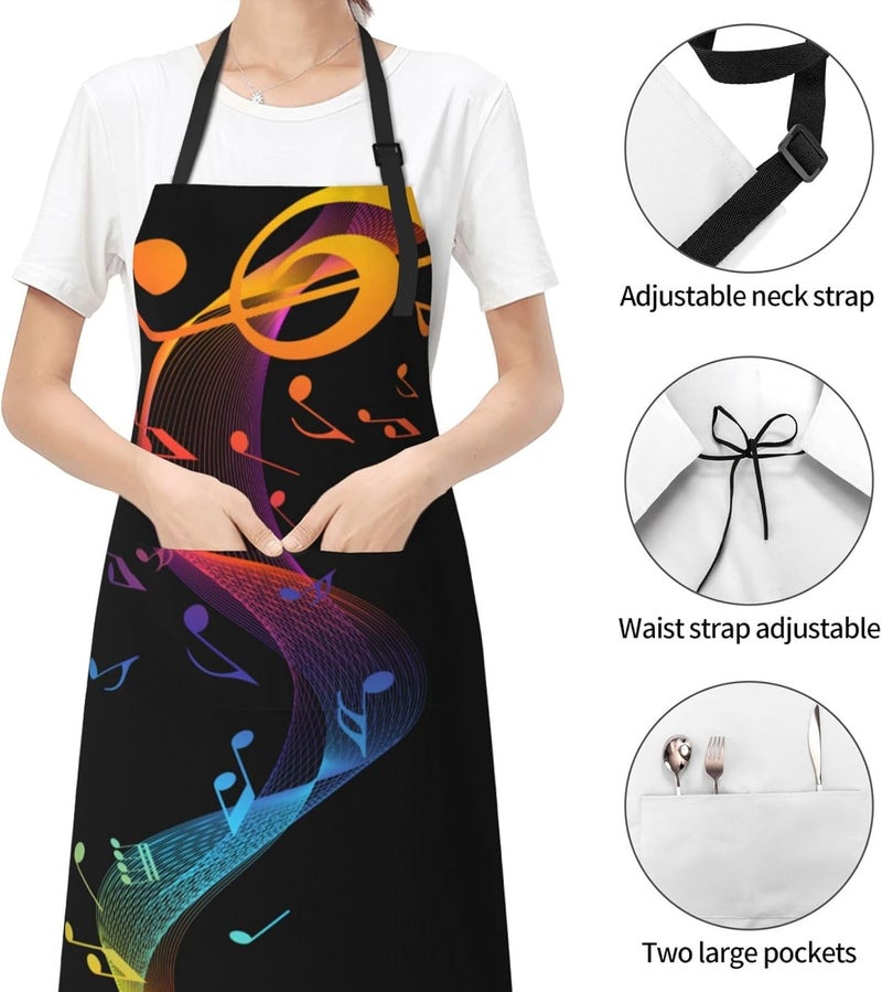 Wisedeal Sun Moon and Star Waterproof Bib Apron with 2 Pockets for Men Women Adjustable Kitchen Chef Aprons for Cooking BBQ - Image 2
