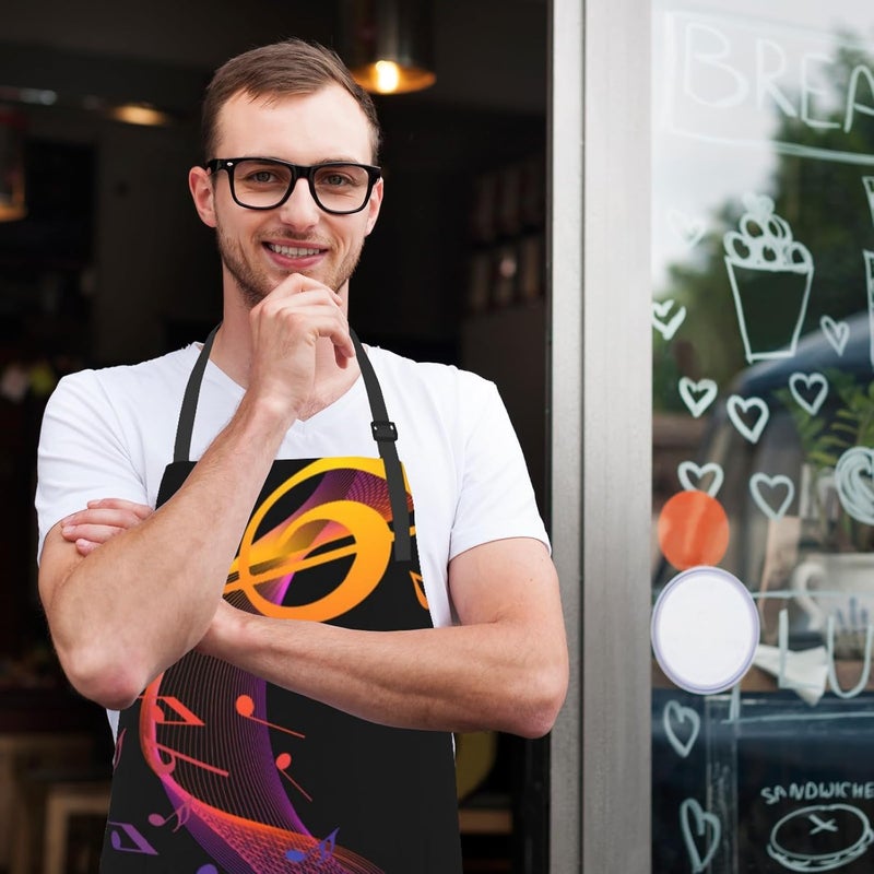 Wisedeal Sun Moon and Star Waterproof Bib Apron with 2 Pockets for Men Women Adjustable Kitchen Chef Aprons for Cooking BBQ - Image 5