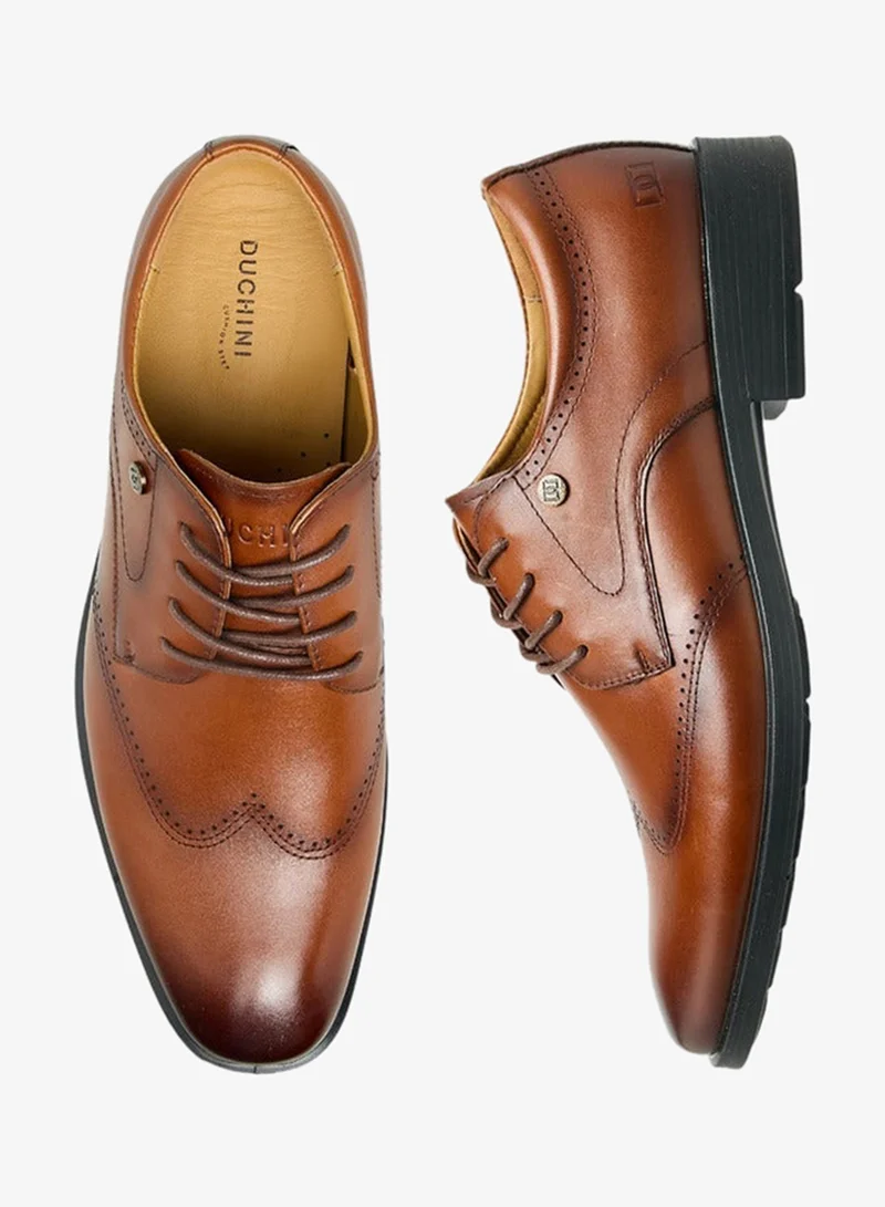 DUCHINI Men Lace-Up Leather Derby Shoes