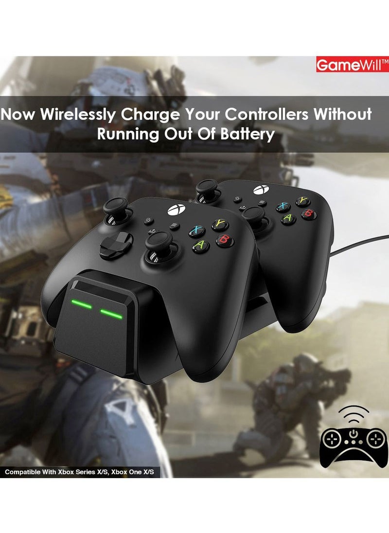 GameWill - Dual Charging Dock with 2 x Rechargeable Battery Packs [EXTRA POWER 1200 mAh] for Xbox Series X and Series S (also compatible with Xbox One X/S) - Black - Image 1