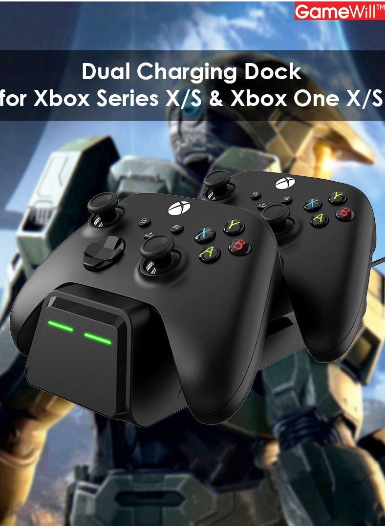 GameWill - Dual Charging Dock with 2 x Rechargeable Battery Packs [EXTRA POWER 1200 mAh] for Xbox Series X and Series S (also compatible with Xbox One X/S) - Black - Image 1