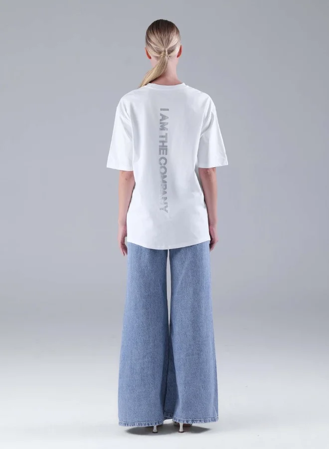 I Am The Company UNISEX OVERSIZED T-SHIRT – WHITE & SILVER
