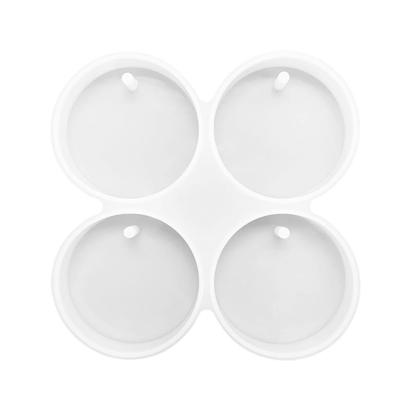 PEVOGON 4Cavity Circle Car Freshie Silicone Mold Resin Casting Mold for Aroma Beads Soap Candle Clay Craft Decoration