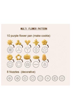 SYOSI Cookie Press, Classic Biscuit Maker, Cake Making Decorating Set with 10 Flower Pieces and 8 Cake Decorating Tips and tubes for DIY Cake Cookie Maker Decorating  - Image 4