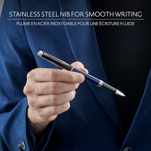 Waterman Hémisphère Rollerball Pen | Black & White Lacquer with palladium Coated Trim | Fine Point | Black Ink | Gift Box - Image 4