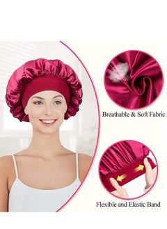 RTYY 2Pcs Oversize Silk Satin Hair Bonnet for Sleeping, Sleep Bonnet with Elastic Soft Band,Sleep Bonnet Sleep Cap for Hair Curly Hair Sleeping Natural Hair  - Image 4
