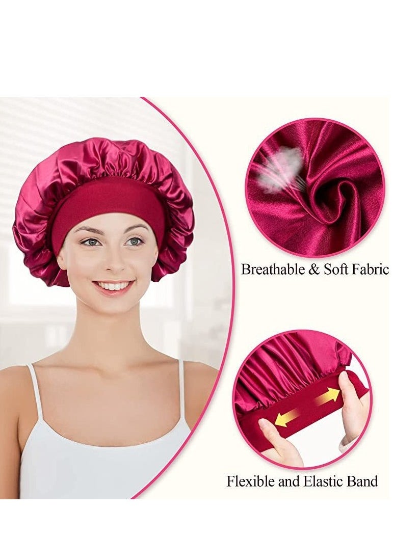 RTYY 2Pcs Oversize Silk Satin Hair Bonnet for Sleeping, Sleep Bonnet with Elastic Soft Band,Sleep Bonnet Sleep Cap for Hair Curly Hair Sleeping Natural Hair  - Image 4