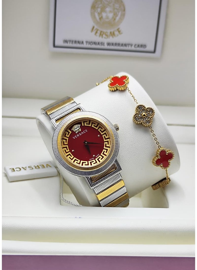 Versace women's stainless steel watch with a premium bracelet