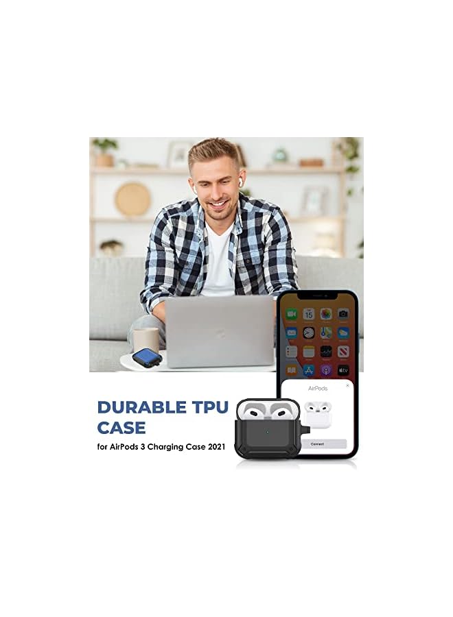 Procases Air Pods 3 Case Cover 2021 Shockproof Scratch Resistant Tpu Carrying Case Skin With Keychain For Air Pods 3Rd Generation Charging Case 2021 Black - Image 3