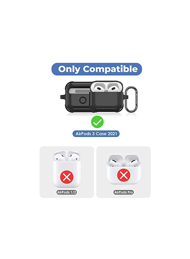 Procases Air Pods 3 Case Cover 2021 Shockproof Scratch Resistant Tpu Carrying Case Skin With Keychain For Air Pods 3Rd Generation Charging Case 2021 Black - Image 2