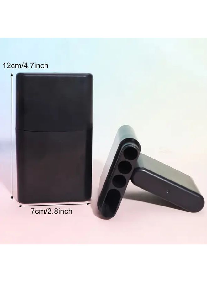 Black 4 Holes Cone Holder Case With Lighter Slot Lightweight Durable Metal Storage Box For Cones Secure Lid Travel Storage Solution - Image 3