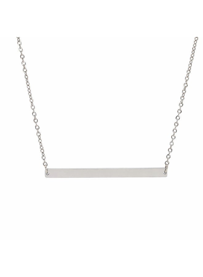 AMETOER Stainless Steel Linear Bar Polished Necklace for Women - DIY Minimalist Fashion Long Bar 18K Gold Plated Pendant Clavicle Chain - Image 1