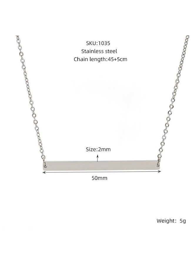 AMETOER Stainless Steel Linear Bar Polished Necklace for Women - DIY Minimalist Fashion Long Bar 18K Gold Plated Pendant Clavicle Chain - Image 4