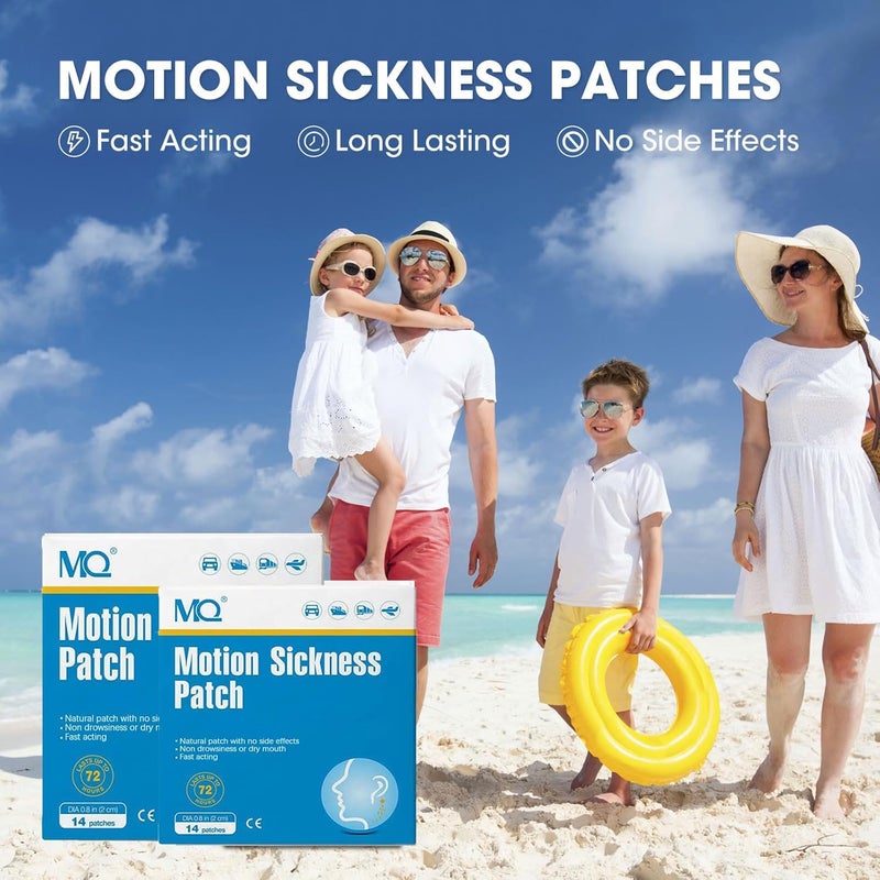 MQ Motion Sickness Patch for Car and Boat Rides Cruise and Airplane Trips for Nausea Dizziness Vomiting from Seasickness Fast Acting and No Side Effects 14 Count - Image 2