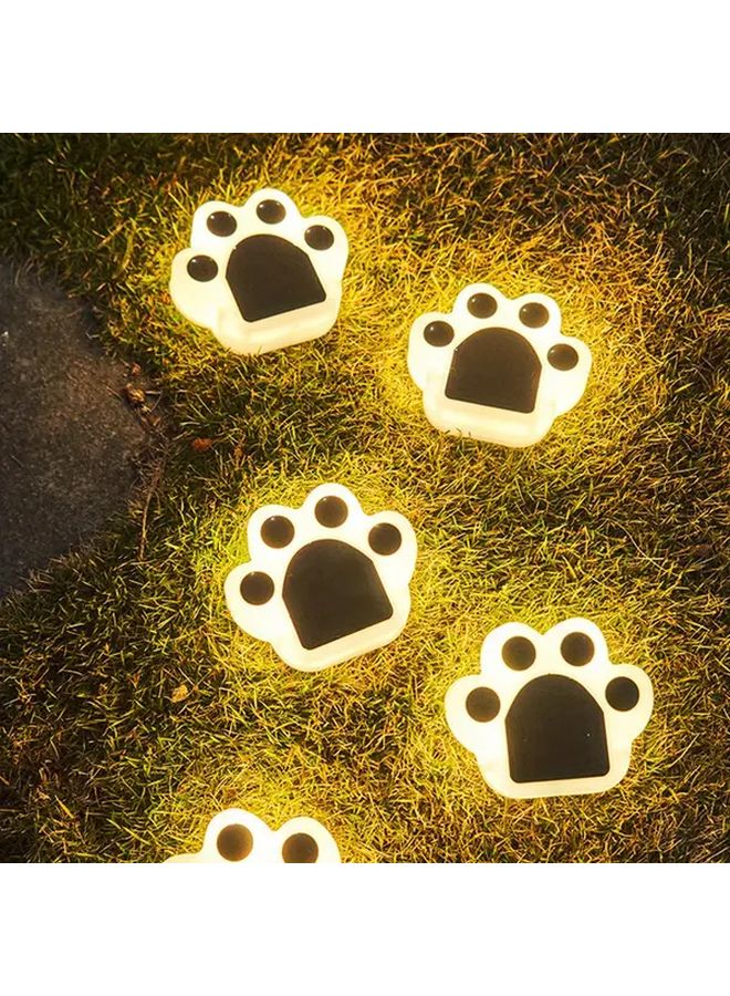 مصابيح حديقة شمسية بيضاء 4 قطع، زخرفة مسارات خارجية على شكل بصمة قدم - Image 5