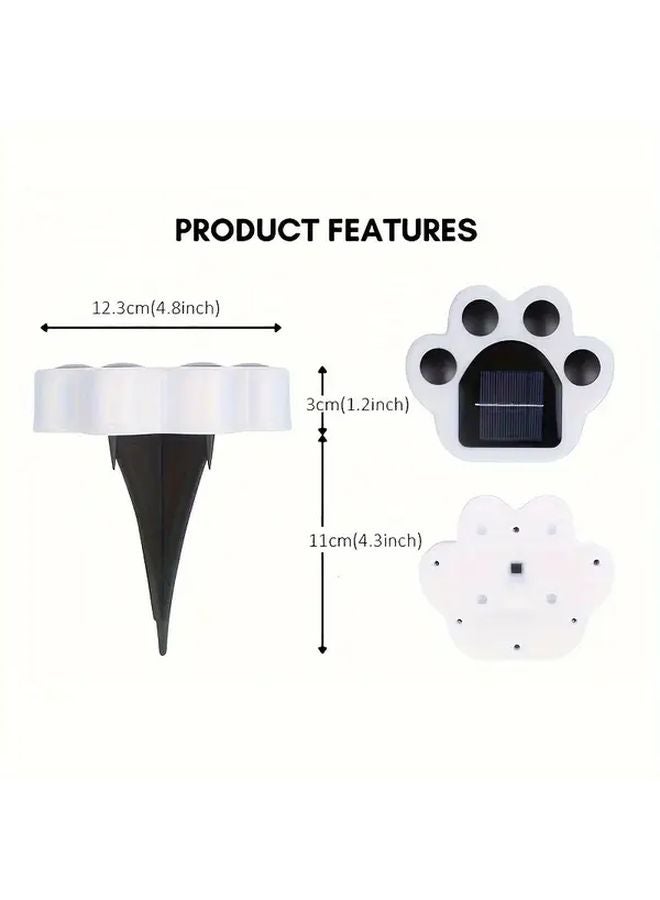 مصابيح حديقة شمسية بيضاء 4 قطع، زخرفة مسارات خارجية على شكل بصمة قدم - Image 2