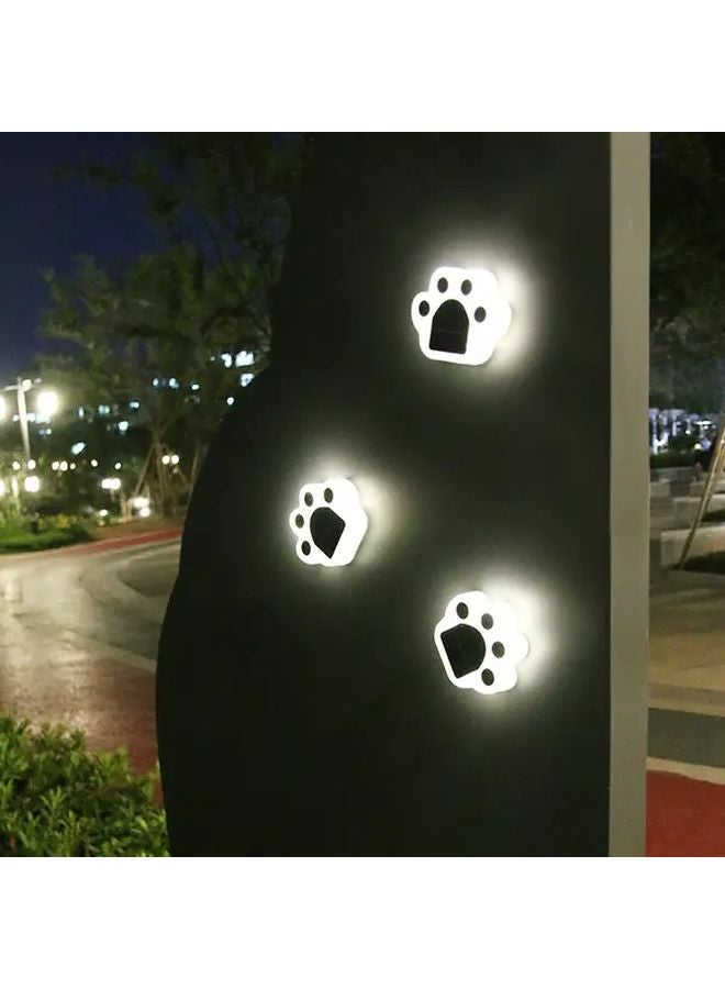 مصابيح حديقة شمسية بيضاء 4 قطع، زخرفة مسارات خارجية على شكل بصمة قدم - Image 3