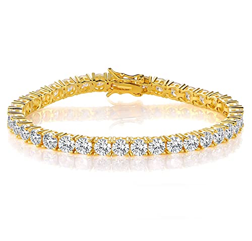 Gemsme 4mm Tennis Bracelets for Women - 4mm Round Cut Cubic Zirconia with 18K Gold Plated, Classic Diamond Tennis Bracelet for Women/Men,Size 6.5 inch - Image 1