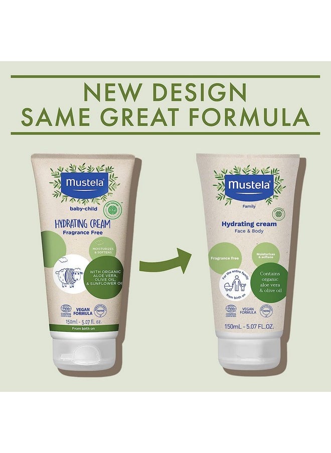 Mustela Certified Organic Hydrating Cream Natural Body Lotion W Olive Oil Aloe Vera & Sunflower Oil For Baby Kid & Adult Fragrance Free Ewg Verified & Vegan 5.07 Oz. Packaging May Vary  - Image 2