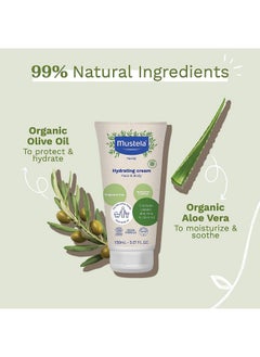 Mustela Certified Organic Hydrating Cream Natural Body Lotion W Olive Oil Aloe Vera & Sunflower Oil For Baby Kid & Adult Fragrance Free Ewg Verified & Vegan 5.07 Oz. Packaging May Vary  - Image 3