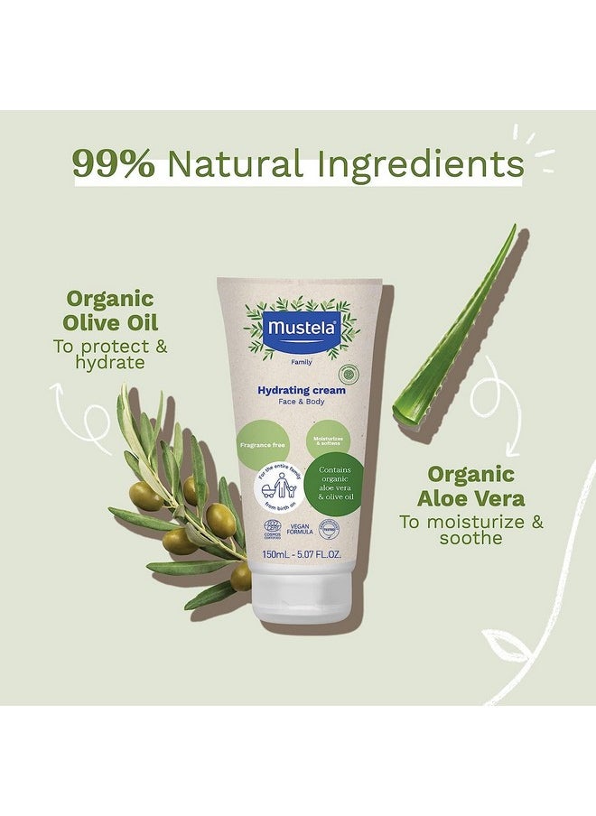 Mustela Certified Organic Hydrating Cream Natural Body Lotion W Olive Oil Aloe Vera & Sunflower Oil For Baby Kid & Adult Fragrance Free Ewg Verified & Vegan 5.07 Oz. Packaging May Vary  - Image 3