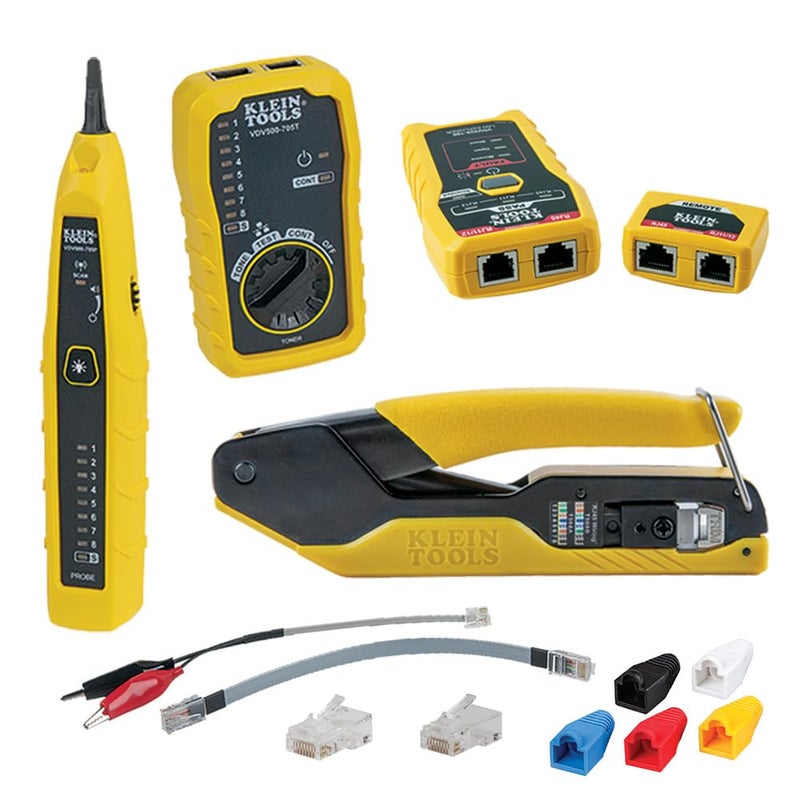 Klein Tools 80085 VDV LAN Cable and Wire Tester Kit for Klein Pass-THU RJ45 Modular Data Plugs, 6-Piece - Image 1