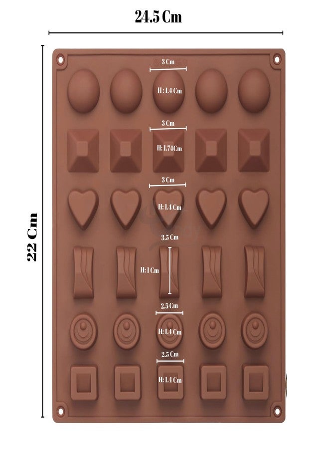 Undy 3 Pcs Chocolate Mould Set | Heart Square Rectangle Round Sphere Pyramid Shape | Silicone Mold for Candy Jelly Wax Melts Fudge Mini Soaps Ice Cube | Reusable Non-Stick | 60 Cavity | Brown - Image 4