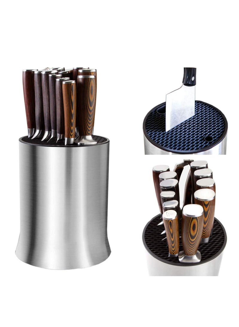 XiuWoo - Stainless Steel Rust Proof Universal Knife Blocks Holders with Slots for Scissors and Sharpening Rod - Image 1