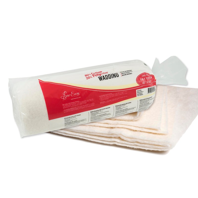 Sew Easy Quilting Batting Wadding 80 Cotton 20 Polyester Washable Crib Size 1143 x 1524cm 45 x 60