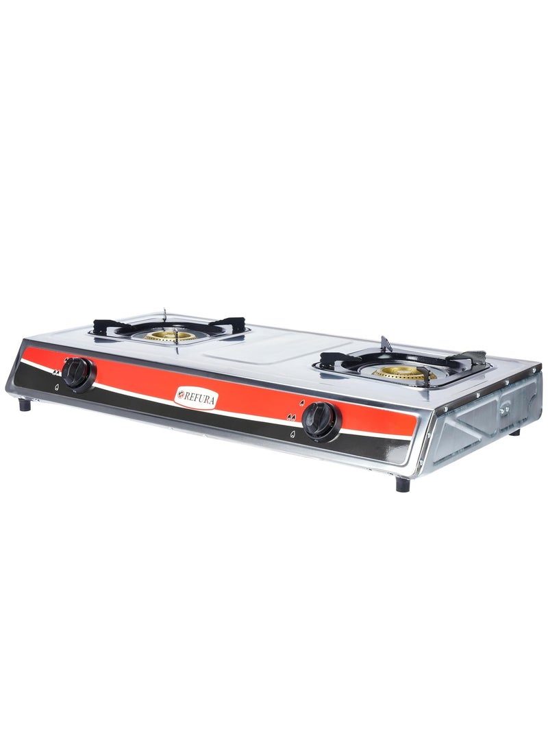 REFURA Two Gas Burner Stove | Stainless Steel | Silver | Auto Ignition RE-8013  - Image 4