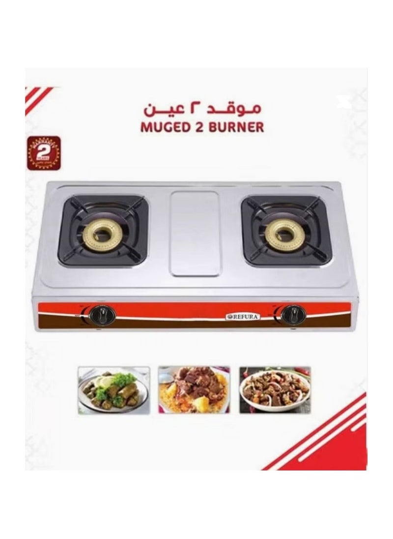 REFURA Two Gas Burner Stove | Stainless Steel | Silver | Auto Ignition RE-8013  - Image 5