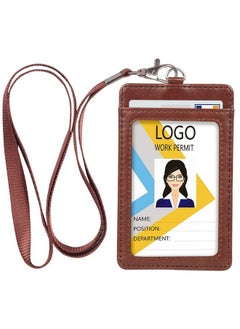 Leather Id Badge Holder Vertical Pu Leather Id Badge Holder With 1 Clear Id Window & 1 Credit Card Slot And A Detachable Neck Lanyard Brown - pzsku/Z34DBD54E546A607F1796Z/45/_/1693829627/24f787c3-58c6-4f7c-835f-734513d657a3