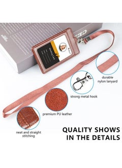 Leather Id Badge Holder Vertical Pu Leather Id Badge Holder With 1 Clear Id Window & 1 Credit Card Slot And A Detachable Neck Lanyard Brown - pzsku/Z34DBD54E546A607F1796Z/45/_/1693829631/3731d9f0-b9bb-47bd-9923-3dfad5d9597f