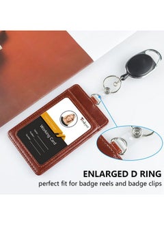 Leather Id Badge Holder Vertical Pu Leather Id Badge Holder With 1 Clear Id Window & 1 Credit Card Slot And A Detachable Neck Lanyard Brown - pzsku/Z34DBD54E546A607F1796Z/45/_/1693829635/40187f0a-df3a-486c-af8b-966d51bd6c8c