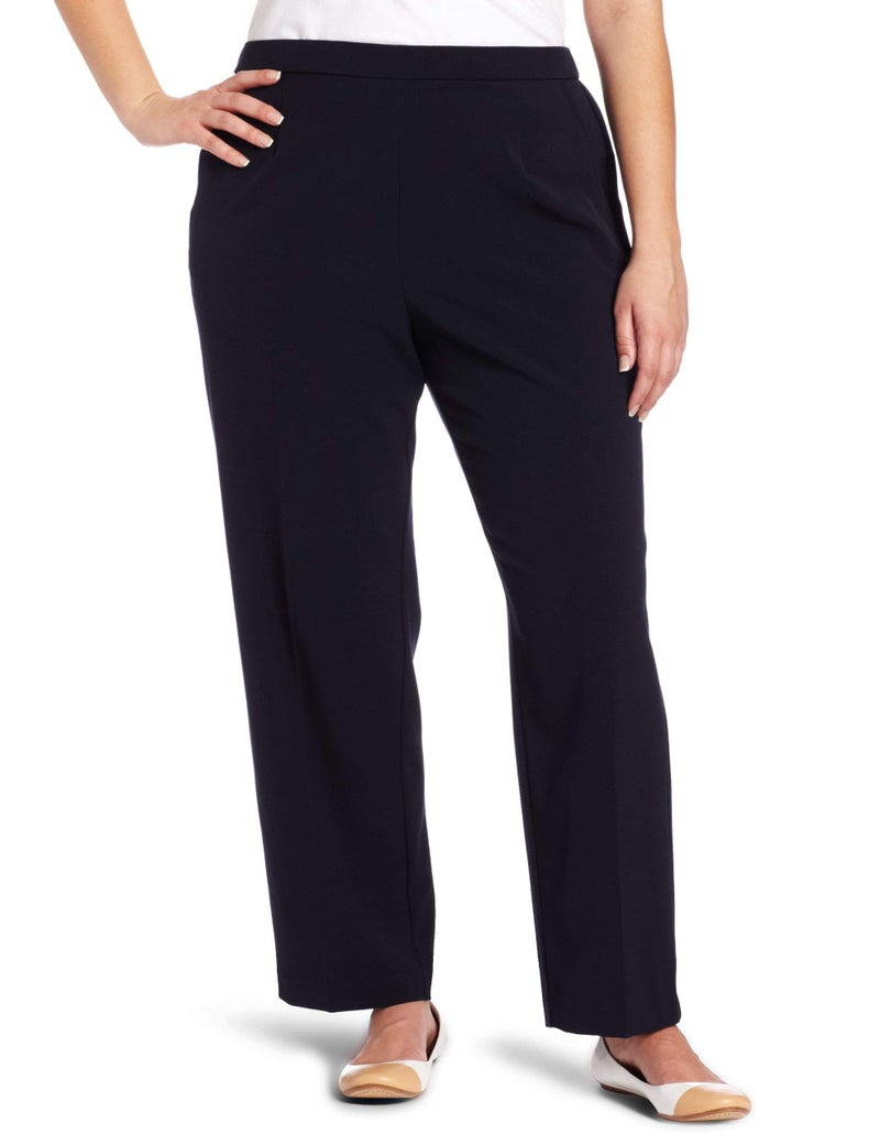 Briggs New York Plus Size Pull on Dress Pant Average Short Length Navy 22W