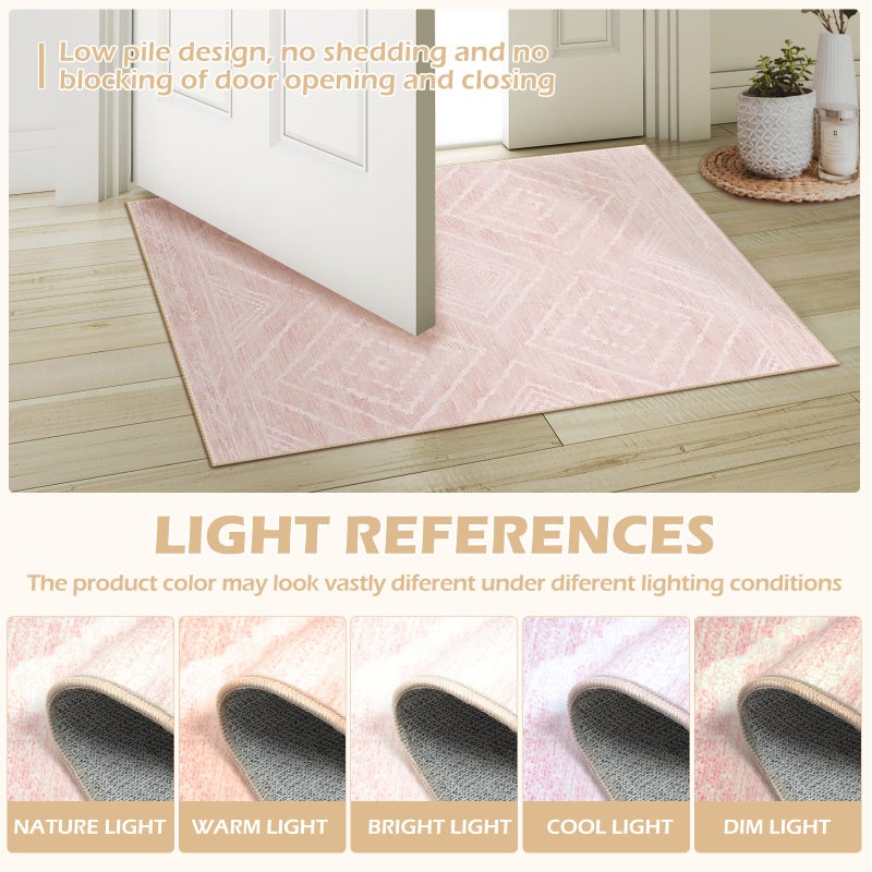 BESTSWEETIE Area Rug 8x10 Rug Machine Washable Non-Slip Low Pile Print Pattern Western Rug for Living Room Bedroom Entryway Tribal Series -Light Pink/Cream - Image 5
