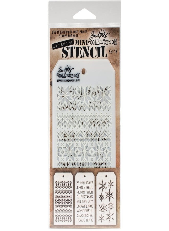 Stampers Anonymous MTS018 Tim Holtz Mini Layered Stencil Set 3/Pkg-Set #18 - Image 1