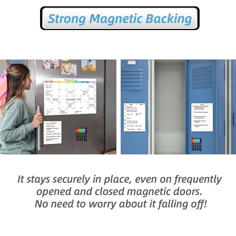 JJPRO Magnetic Monthly Calendar Whiteboard Set for Refrigerator-Monthly Planning Board, Weekly Menu Planner and to Do List for Fridge with 6 Markers-14.5" x11 - Image 4